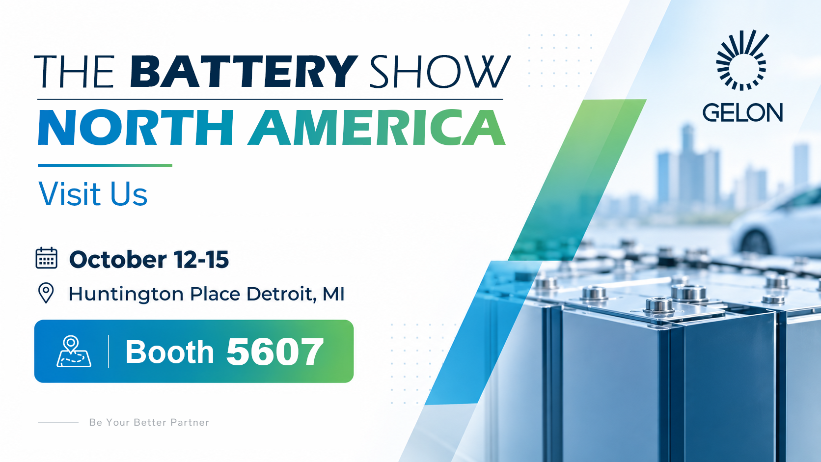 GELON to Exhibit at The Battery Show North America 2024 in Detroit | Visit Booth 5607